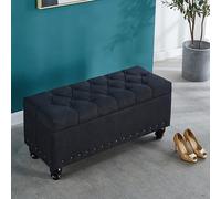 Banc de rangement ottoman pour entrée et rangement de chaussures - Noir - Pouf de rangement d'intérieur - Meuble d'entrée - Pour chambre d'enfant - 40 cm - Banc L