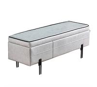 Banc de rangement ottoman, repose-pieds rectangulaire avec cadre en fer forgé, siège rembourré et tissu technique confortable, idéal pour le salon et l'entrée, tabouret à langer