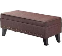 Banc de rangement ottoman, repose-pieds rembourré avec tissu en lin et pieds en bois, convient comme table basse ou repose-pieds pour le salon