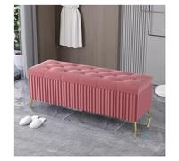 Banc de rangement ottomane avec compartiment caché, design en velours, style extra long avec pieds dorés, parfait pour bout de lit ou salon, 100 cm