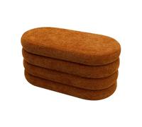 Banc de rangement ottomane avec couvercle en tissu polyester gris de forme ovale en MDF 38 x 76 x 38 cm Solution de rangement moderne