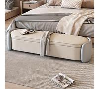 Banc de rangement ovale moderne avec bords arrondis, repose-pieds polyvalent et pièce décorative pour entrée, salon ou chambre à coucher