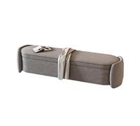 Banc de Rangement Ovale Pouf Moderne Tapissé Compartiment Caché Aucun Assemblage Nécessaire pour Entrée, Salon, Chambre à Coucher, Salle à Manger