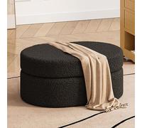 Banc de rangement ovale rembourré en bouclette multifonction pour chambre à coucher et salon, solution de rangement élégante (40 cm de hauteur)