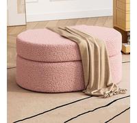 Banc de rangement ovale rembourré en bouclette multifonctionnel pour chambre à coucher et salon 60 cm