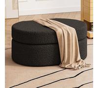 Banc de rangement ovale rembourré en bouclette multifonctionnel pour chambre à coucher et salon, entrée siège de rangement (70 cm)