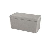 Banc de rangement pliable aspect lin "Kube" - Gris clair - L 76 x P 37,5 x H 37,5 cm