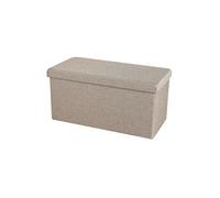 Banc de rangement pliable aspect lin "Kube" - Taupe - L 76 x P 37,5 x H 37,5 cm