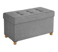 Banc de Rangement Pliable avec Couvercle et Pieds en Bois Massif - SONGMICS - Gris Clair - Volume 65L