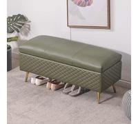 Banc de rangement pliable avec verrou de sécurité en similicuir Ottoman 80 x 40 x 45 cm pour salon, entrée, couloir, siège polyvalent et