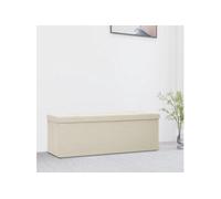 Vidaxl Banc De Rangement Pliable Blanc Crème Faux Lin Blanc