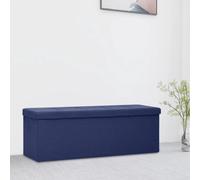 Banc de Rangement Pliable Bleu Faux Lin Conteneur de Stockage Coffre vidaXL