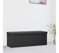 Banc de Rangement Pliable Bleu Faux Lin Conteneur de Stockage Coffre vidaXL