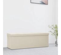 Banc de Rangement Pliable Bleu Faux Lin Conteneur de Stockage Coffre vidaXL