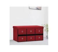 vidaXL Banc de rangement pliable – Faux lin 76x38x38 cm – Bordeaux