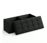 Banc De Rangement Pliable De 110 Cm, Coffre De Rangement, Tabouret Repose-Pieds, Pouf De Chambre, Noir Noir