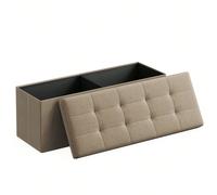 Banc De Rangement Pliable De 110 Cm, Coffre De Rangement, Tabouret Repose-Pieds, Pouf De Chambre, Taupe Clair Taupe