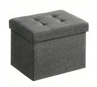 Banc de Rangement Pliable de 41 cm, Coffre de Rangement, Tabouret Repose-Pieds, Pouf de Chambre, Gris Foncé [Élégant et robuste] Ce pouf est doté d'un élégant tissu façon lin avec de fines coutures. D