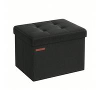 Banc De Rangement Pliable De 41 Cm, Coffre De Rangement, Tabouret Repose-Pieds, Pouf De Chambre, Noir Pur Noir