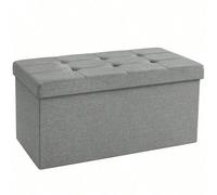 Banc De Rangement Pliable De 76 Cm, Coffre De Rangement, Tabouret Repose-Pieds, Pouf De Chambre, Gris Clair Gris