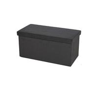Banc de rangement pliable en velours côtelé "Kube" - Gris anthracite - L 76 x P 37,5 x H 37,5 cm