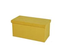 Banc de rangement pliable en velours côtelé "Kube" - Jaune - L 76 x P 37,5 x H 37,5 cm