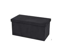 Banc de rangement pliable en velours côtelé "Kube" - Noir - L 76 x P 37,5 x H 37,5 cm