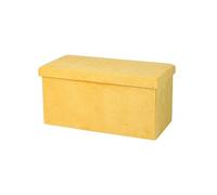 Banc de rangement pliable en velours "Kube" - Jaune - L 76 x P 37,5 x H 37,5 c