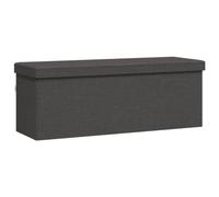 Banc De Rangement Pliable Gris Fonce Faux Lin | Siege Rembourre Mousse, Assise Amovible, Compartiment Spacieux, Bois D'ingenierie, 110 Kg Max