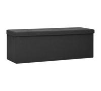Banc de Rangement Pliable Noir Faux Lin MDF | Coffre pliable,siège supplémentaire,bac rempli de mousse,110 kg par siège,gain de place