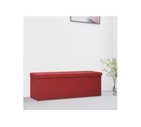 Vidaxl Banc De Rangement Pliable Rouge Bordeaux Faux Lin Rouge