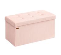 Banc de Rangement Pliable - SONGMICS - 300 kg - Velours Rose - 38x76x38 cm