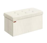Banc de Rangement Pliable - SONGMICS - 38x76x38 cm - Blanc Crème - Charge 300 kg - Velours Côtelé