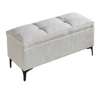 Banc de rangement polyvalent en velours côtelé blanc pour entrée et extrémité de lit, solution de rangement élégante pour chambre à coucher, salon, vestiaire (40 cm)