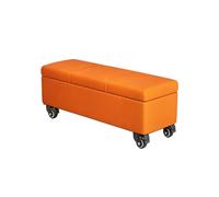 Banc De Rangement Pouf Coffre Rangement De Tabouret Coffre A Jouet Pouf Salon avec roulettes pour Salon Chambre Entrée Matière en Cuir(Oranje,30x40x150cm)