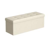 SONGMICS Mazie Collection - Banc de Rangement, Repose-Pieds Pliable de 110 cm, Bout de Lit, Montage Facile, pour Salon, Chambre, Entrée, Blanc Crème LSF77BE