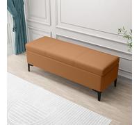 Banc de rangement pour bout de lit avec armoire dissimulée en cuir, repose-pieds rembourré et boîte de rangement pour jouets, banc à langer polyvalent pour chambre à coucher et entrée