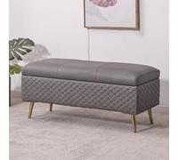 Banc de rangement pour canapé avec verrou de sécurité pliable en similicuir ottomane pour salon, entrée, couloir, 80 x 40 x 45 cm