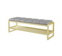 Banc de rangement pour chaussures avec siège rembourré en mousse, rembourrage en cuir synthétique, cadre en métal robuste pour entrée, couloir et vestiaire