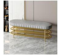 Banc De Rangement pour Chaussures, Capacité De Charge 200 Kg, Structure MéTallique DoréE Et Assise RembourréE. Banquette Moderne De Pied De Lit, pour Salon, Chambre Ou Couloir