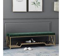 Banc de rangement pour chaussures d'entrée avec coussin doux, structure en métal stable pour couloir, salon, design moderne et simple