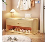 Banc de rangement pour chaussures d'entrée avec tiroir - Étagère à chaussures élégante et nizer pour porte d'entrée, couloir, chambre à coucher ou salon - Couleur bois, 80 cm, solution d'assise