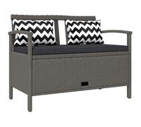 Banc de rangement pour jardin - Outsunny - 2 places - 160L - avec coussin 2 oreillers - cadre en acier - en rotin PE - gris