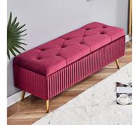Banc de rangement rectangulaire avec boutons touffetés et rabattables, tabouret repose-pieds polyvalent pour salon, chambre à coucher et entrée