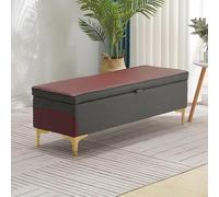 Banc de rangement rectangulaire en osier et cuir pour salon, chambre à coucher, entrée - Conteneur élégant de 80 cm