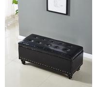 Banc de rangement rectangulaire en simili cuir - Siège d'entrée rembourré avec rangement caché - Longue armoire nizer pour décoration d'intérieur et utilisation pratique