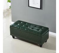 Banc de rangement rectangulaire en simili cuir - Siège d'entrée rembourré avec rangement caché - Nizer élégant pour décoration d'intérieur et solution d'économie d'espace
