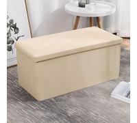 Banc de rangement rectangulaire en similicuir avec couvercle amovible, 76,2 x 38,1 x 38,1 cm, beige