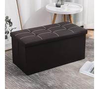 Banc de rangement rectangulaire en similicuir avec couvercle amovible, 76,2 x 38,1 x 38,1 cm, café