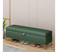 Banc de rangement rectangulaire en similicuir vert moderne avec repose-pieds et conteneur d'entrée pour chambre à coucher et salon, 100 x 40 x 40 cm